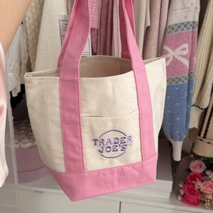 100% AUTHENTIC Trader Joe's Mini Pastel Tote in Pink